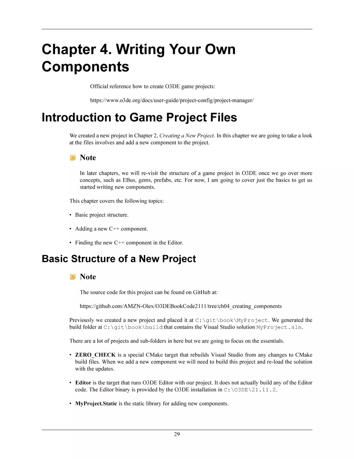 Chapter 4. Writing Your Own Components
Introduction to Game Project Files
Basic Structure of a New Project