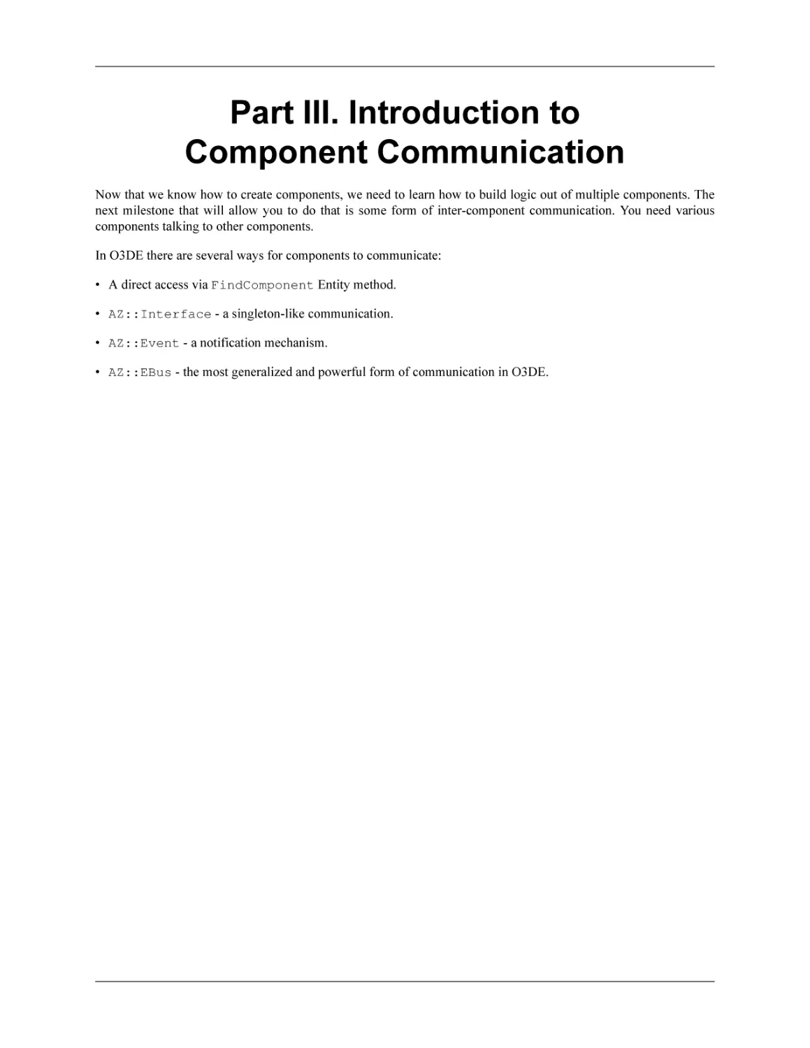 Part III. Introduction to Component Communication