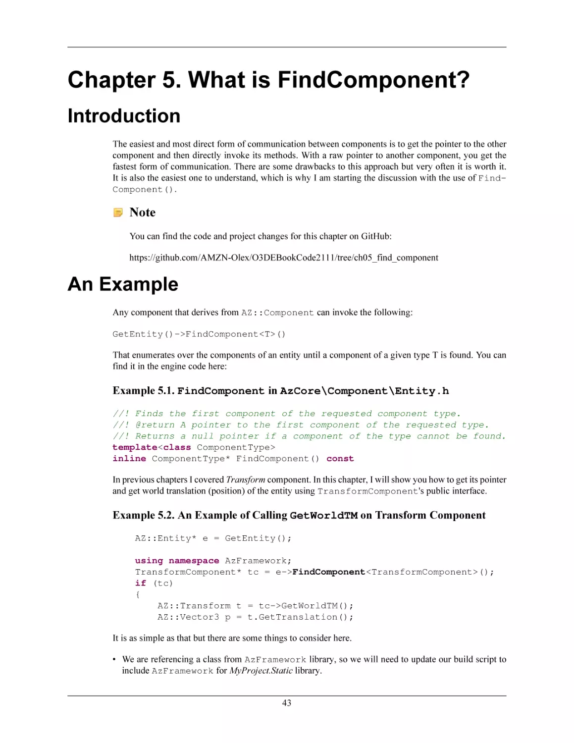 Chapter 5. What is FindComponent?
Introduction
An Example