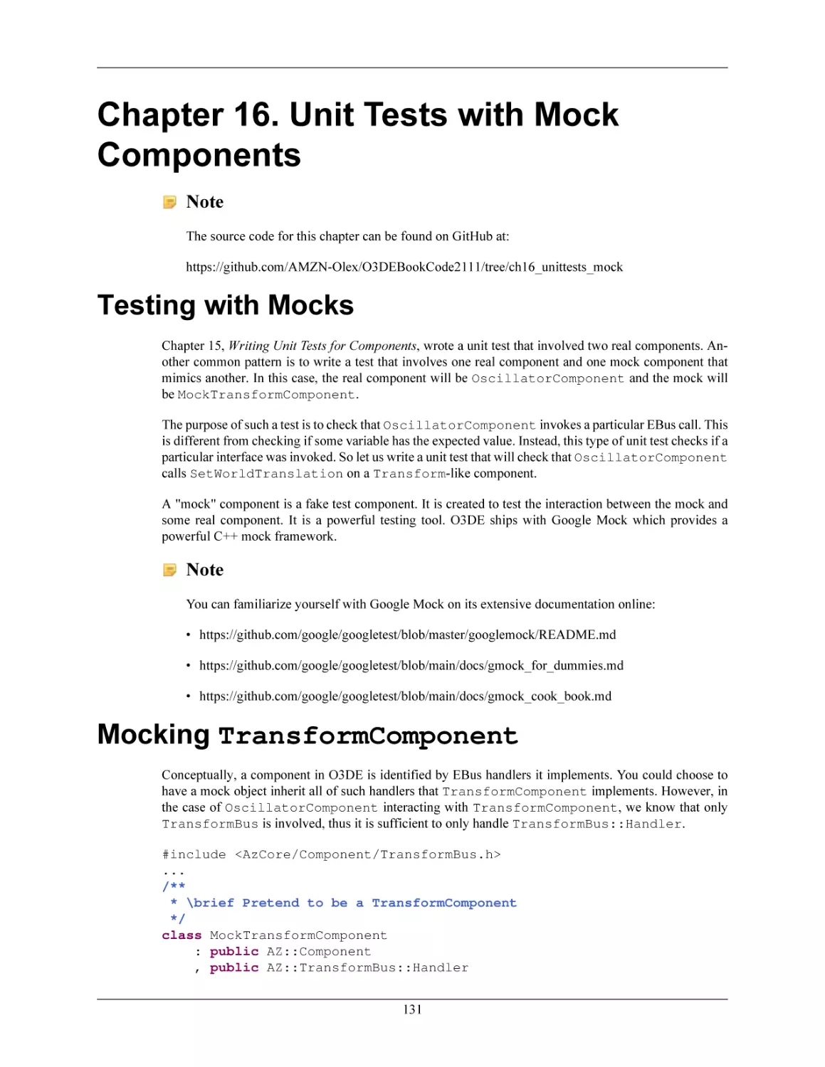 Chapter 16. Unit Tests with Mock Components
Testing with Mocks
Mocking TransformComponent