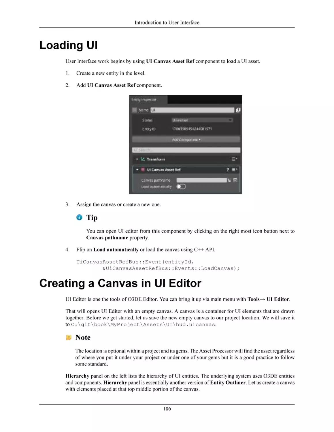 Loading UI
Creating a Canvas in UI Editor