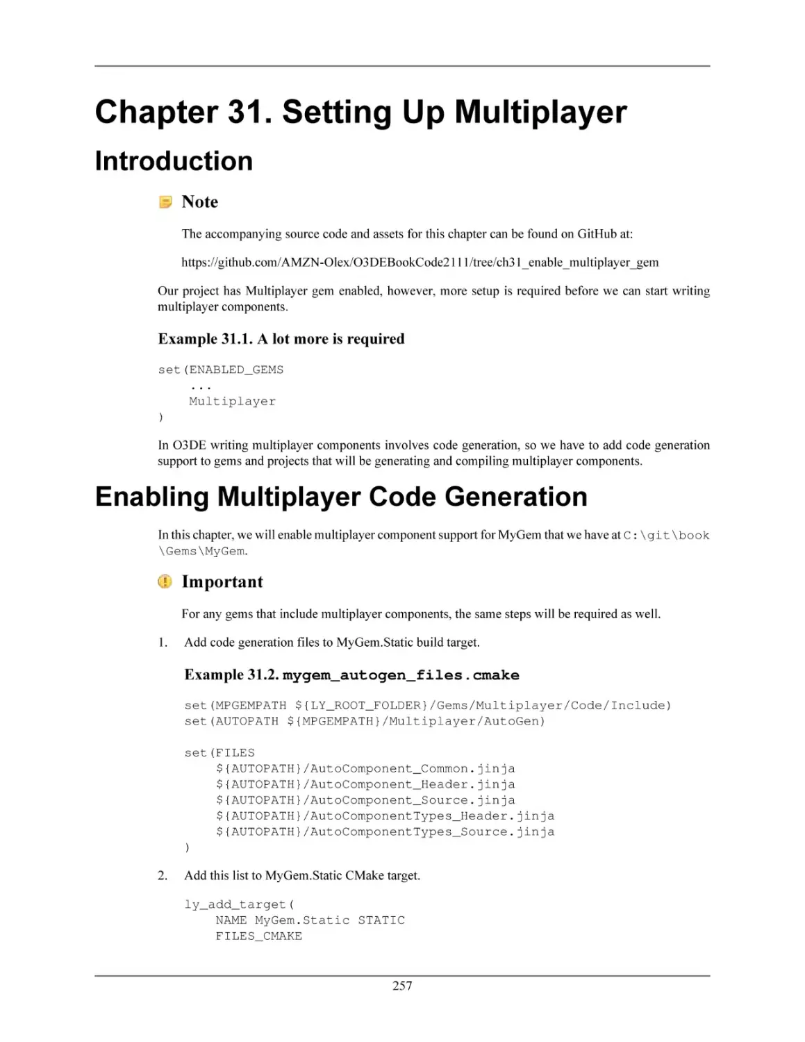 Chapter 31. Setting Up Multiplayer
Introduction
Enabling Multiplayer Code Generation