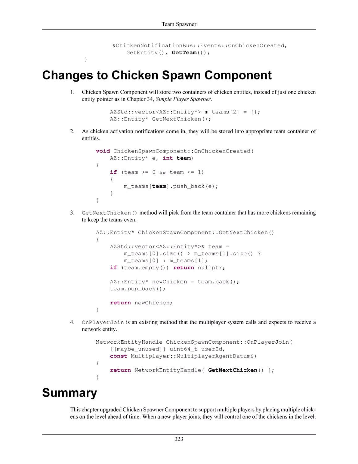 Changes to Chicken Spawn Component
Summary
