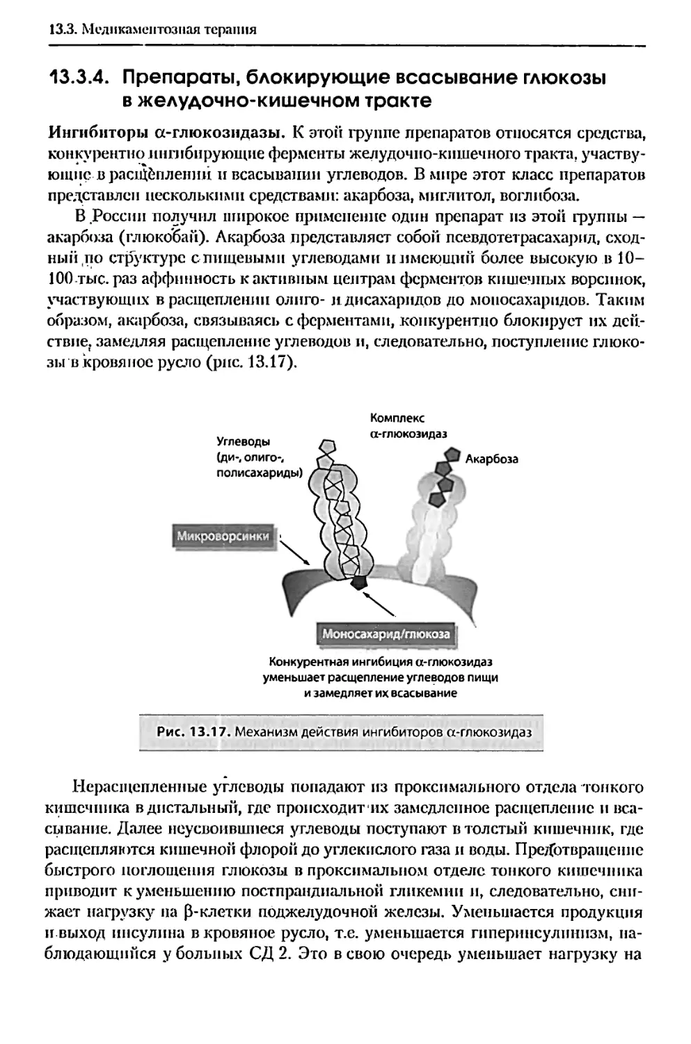 13.3.4. Препараты, блокирующие всасывание глюкозы в желудочно-кишечном тракте