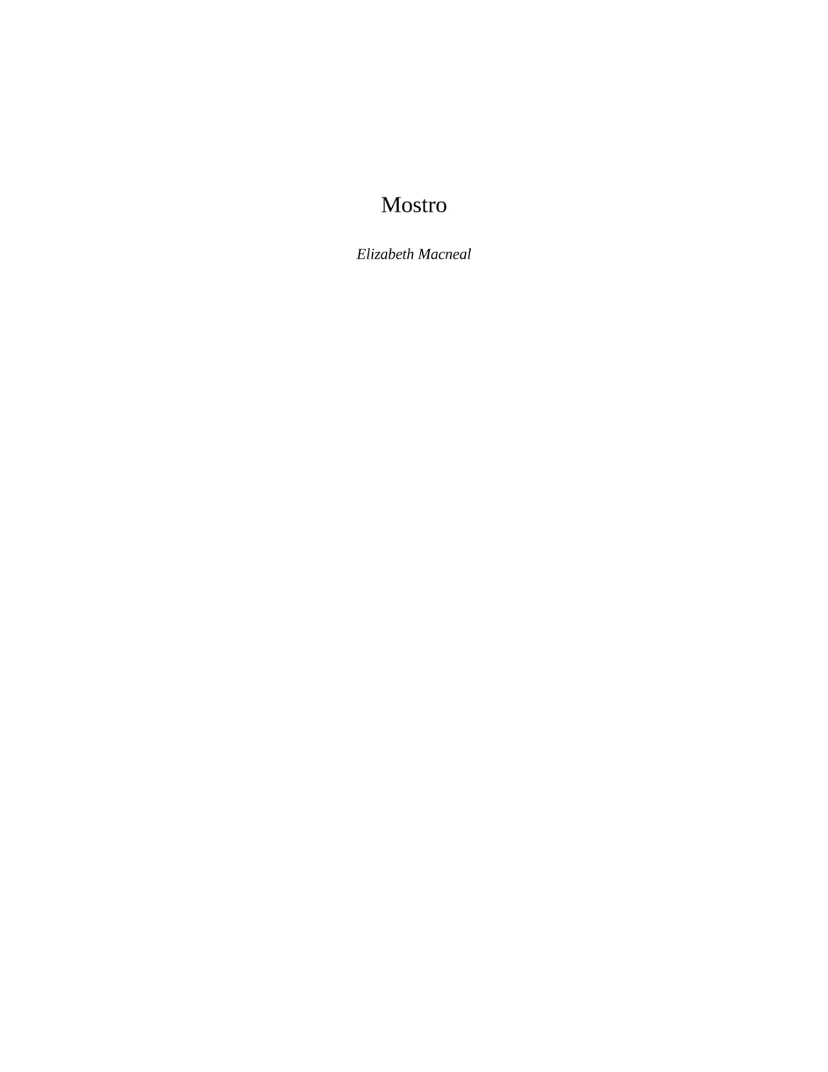 Mostro – Elizabeth Macneal