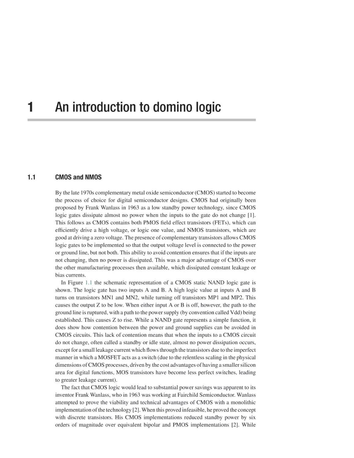 1 An introduction to domino logic
1.1 CMOS and NMOS