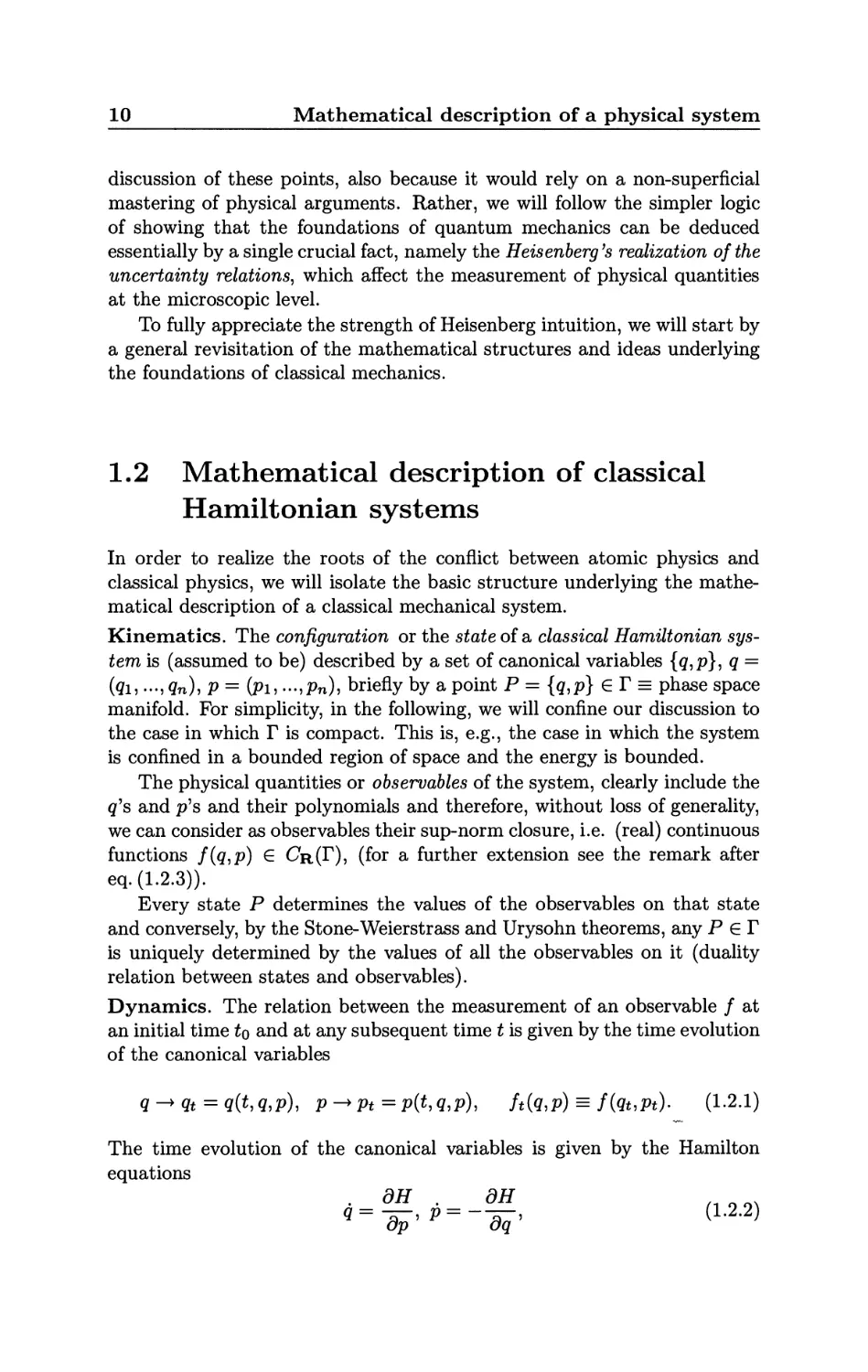 1.2 Mathematical description of classical Hamiltonian systems