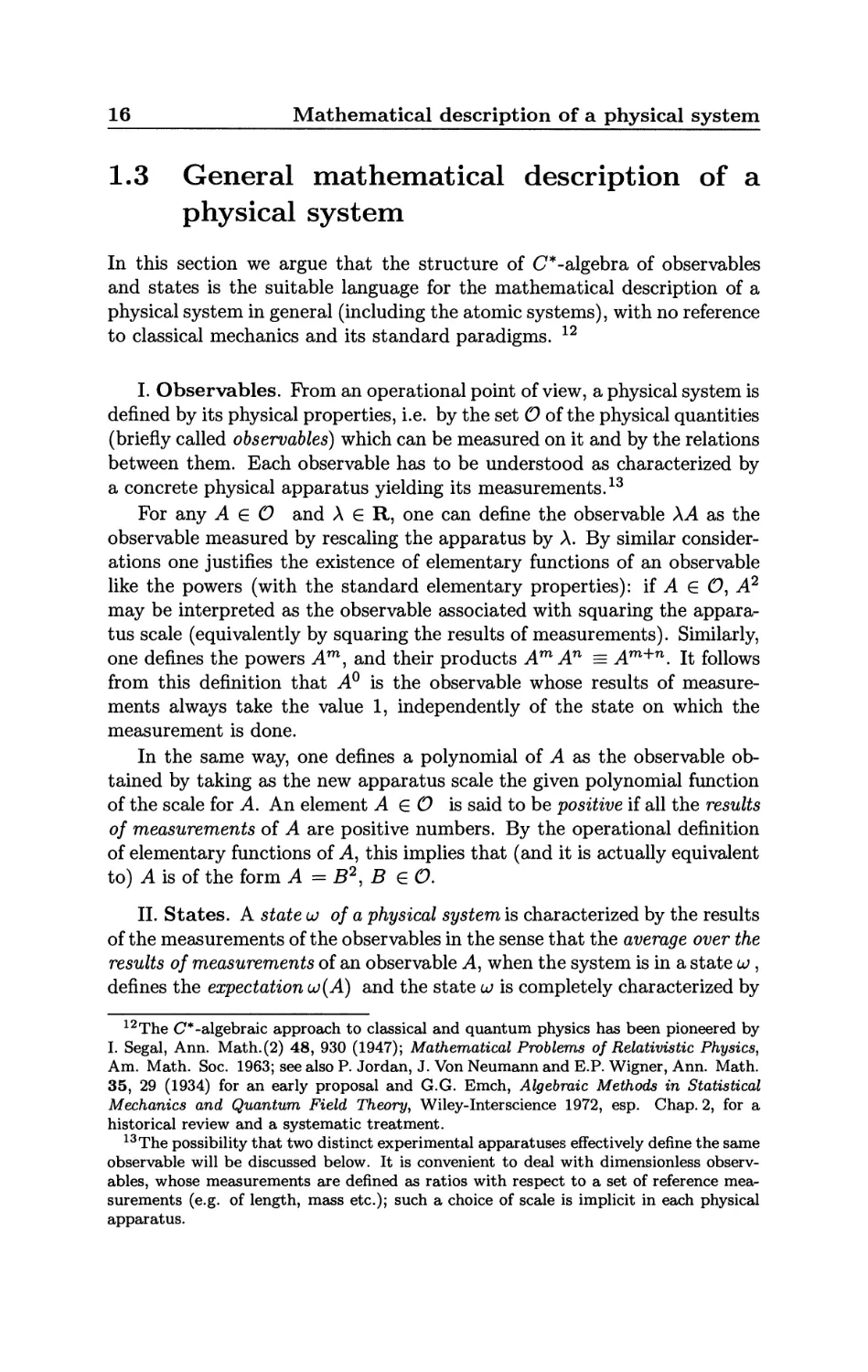 1.3 General mathematical description of a physical system