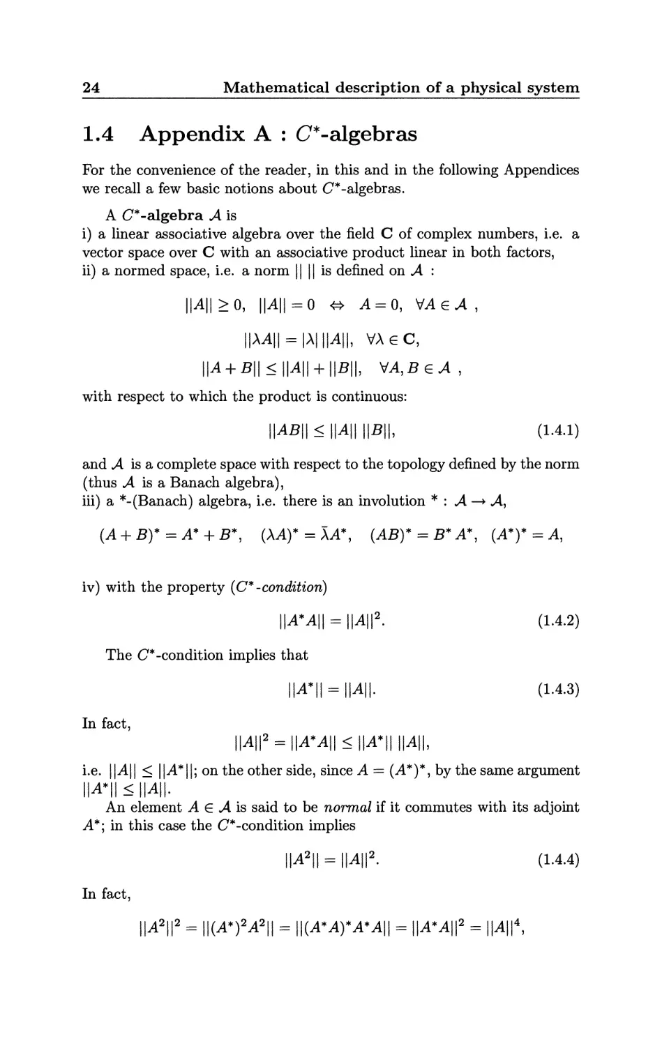 1.4 Appendix A : C^*-algebras