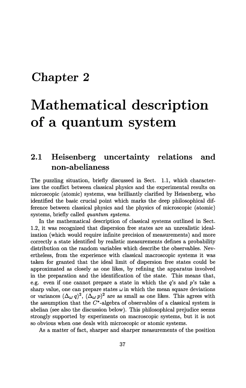 2 Mathematical description of a quantum system