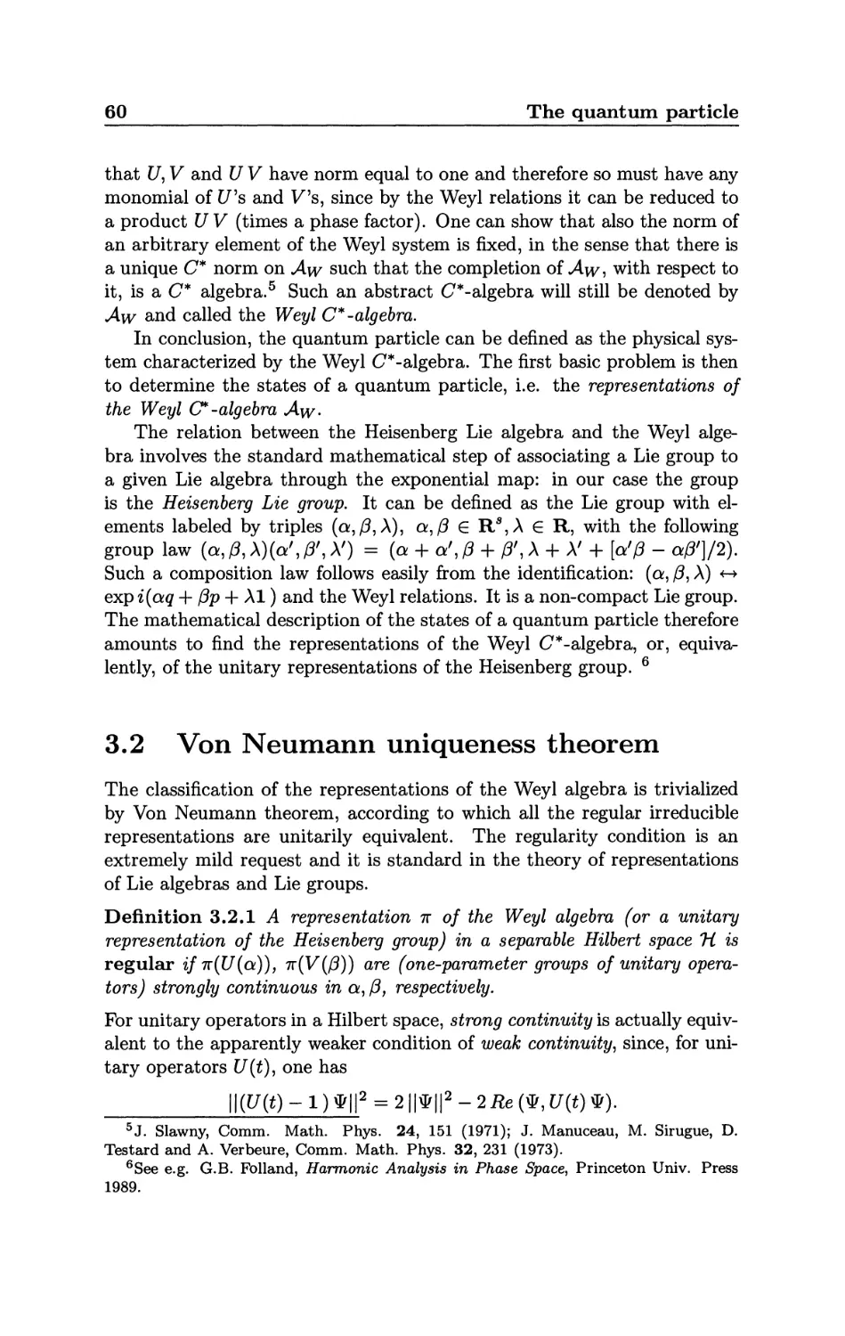 3.2 Von Neumann uniqueness theorem