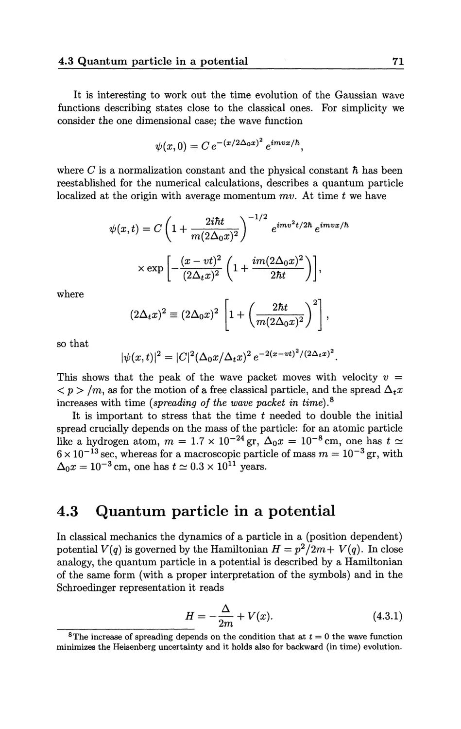 4.3 Quantum particle in a potential