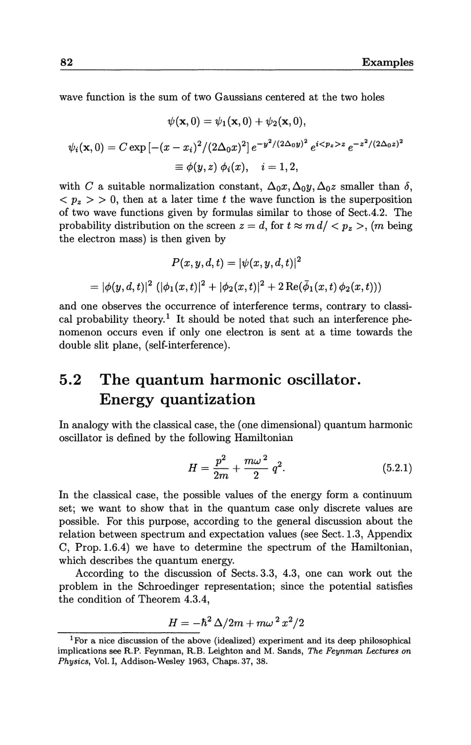 5.2 The quantum harmonic oscillator. Energy quantization