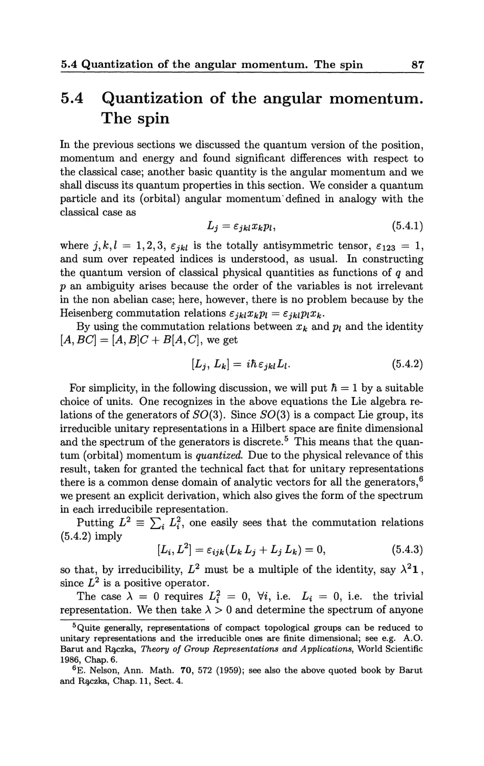 5.4 Quantization of the angular momentum. The spin
