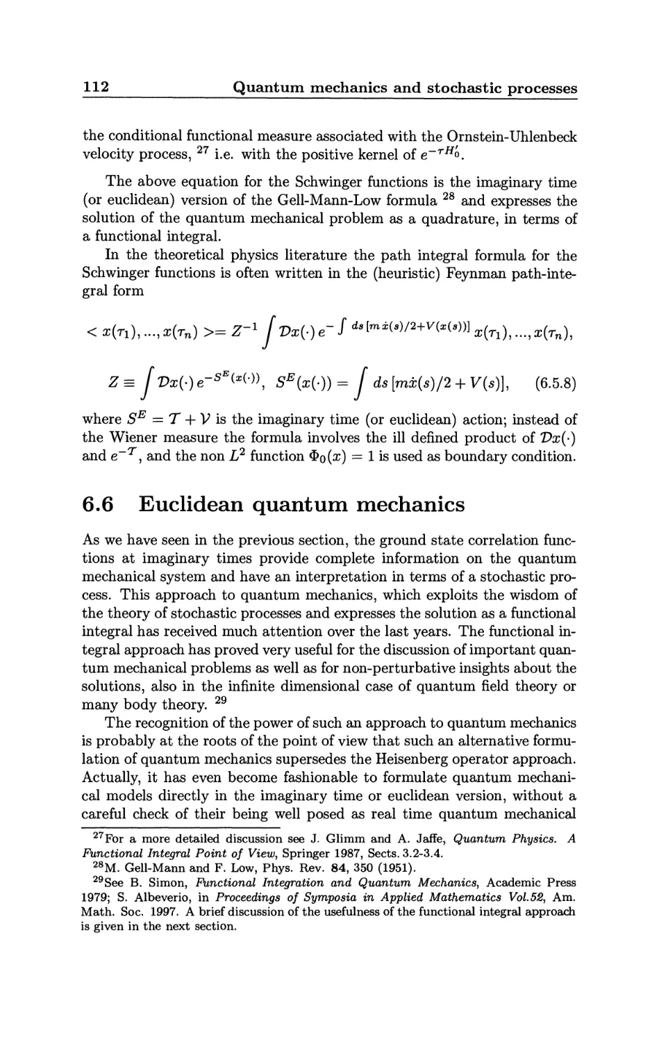 6.6 Euclidean quantum mechanics