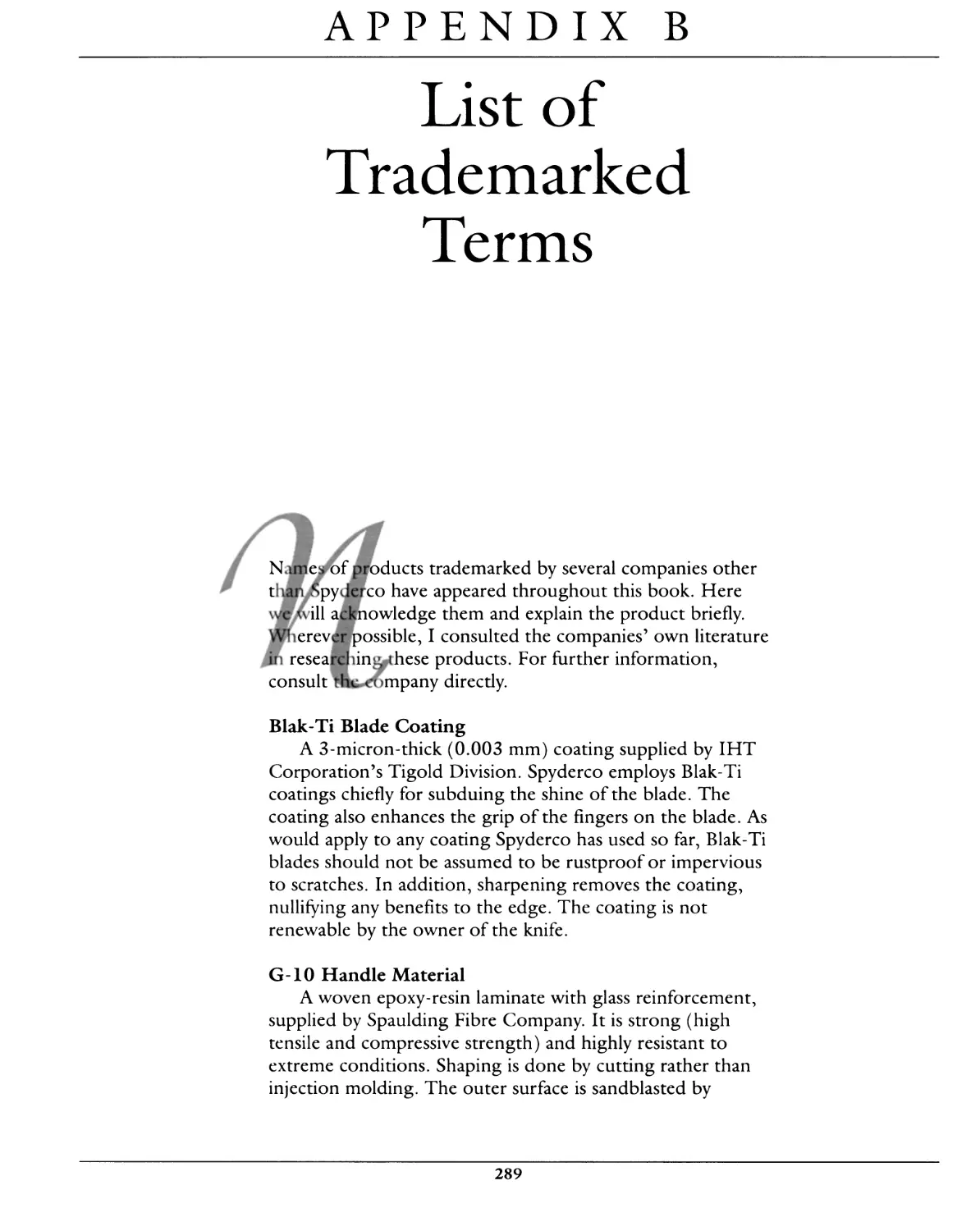 APPENDIX B: LIST OF TRADEMARKED TERMS