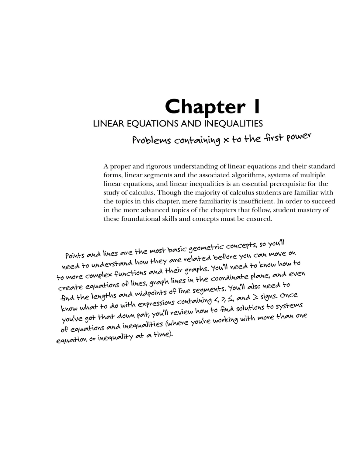 Chapter 1: Linear Equations and Inequalities 1
