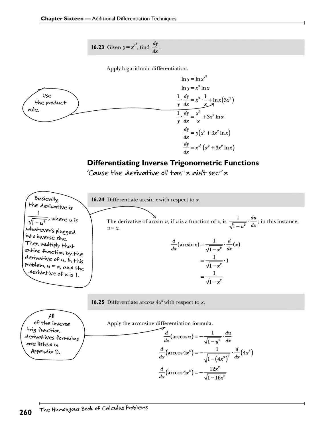 Differentiating Inverse Trigonometric Functions 260