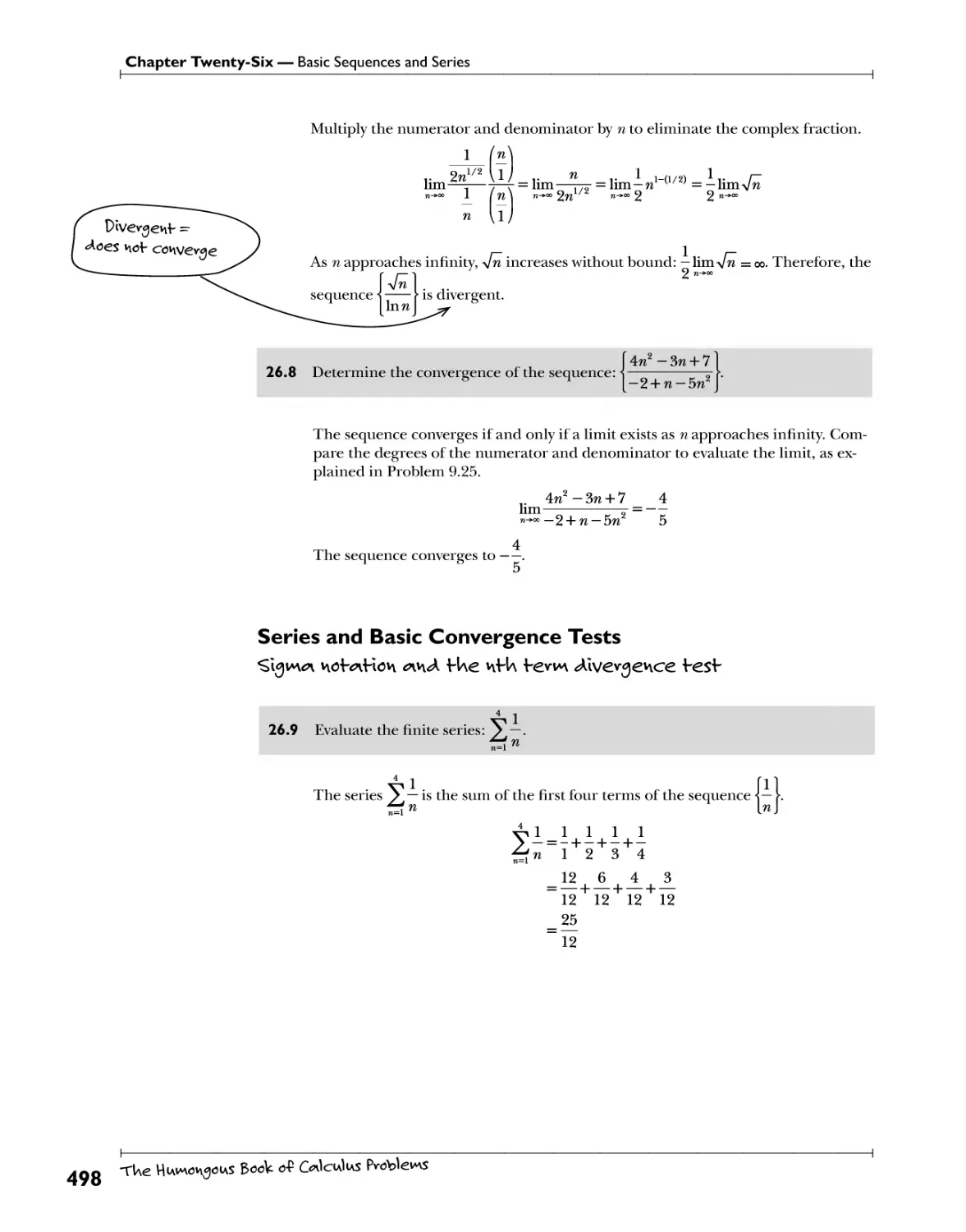 Series and Basic Convergence Tests 498