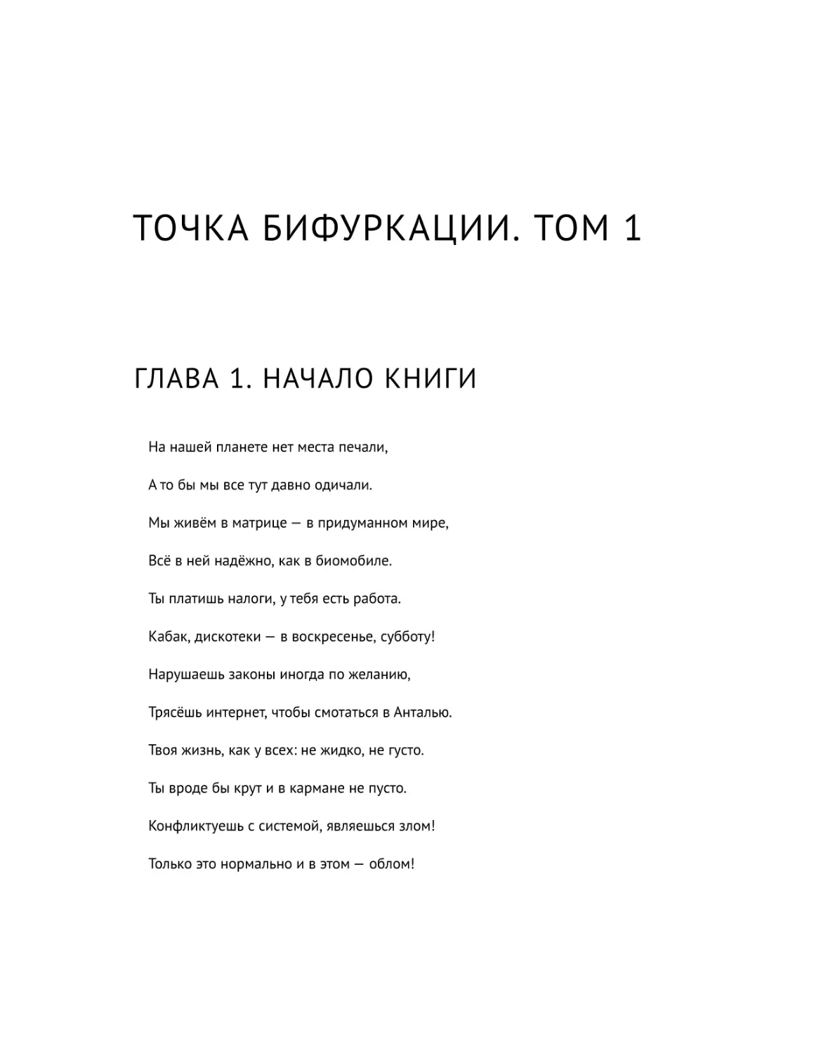 Точка бифуркации. Том 1
Глава 1. Начало книги