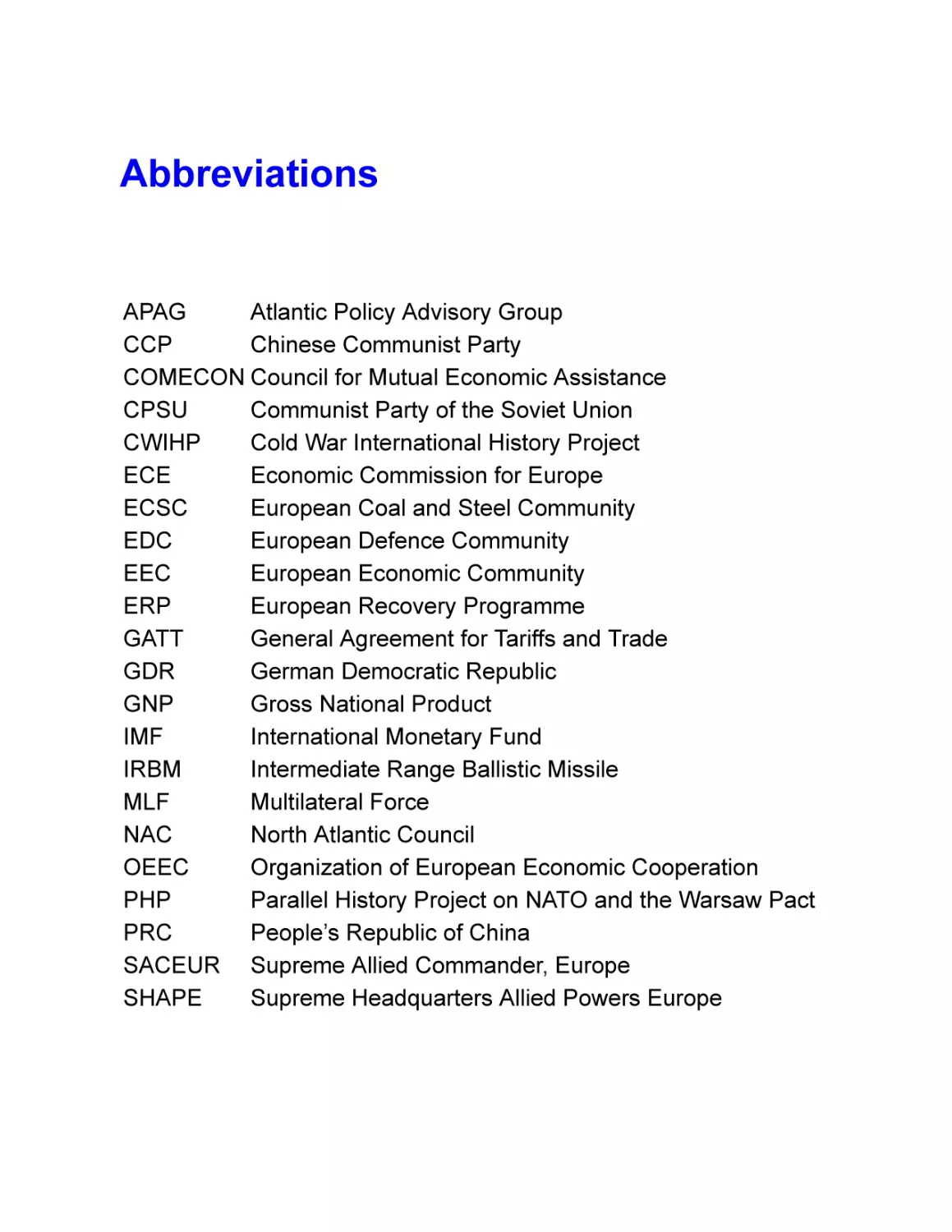 List of abbreviations