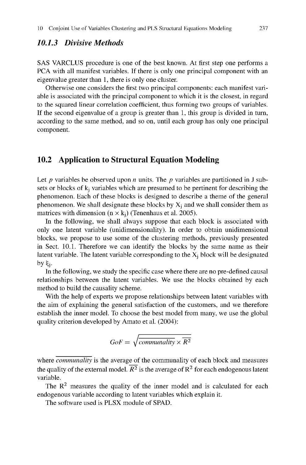 10.1.3 Divisive Methods
10.2 Application to Structural Equation Modeling