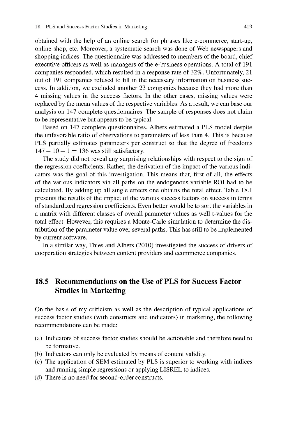 18.5 Recommendations on the Use of PLS for Success Factor Studies in Marketing