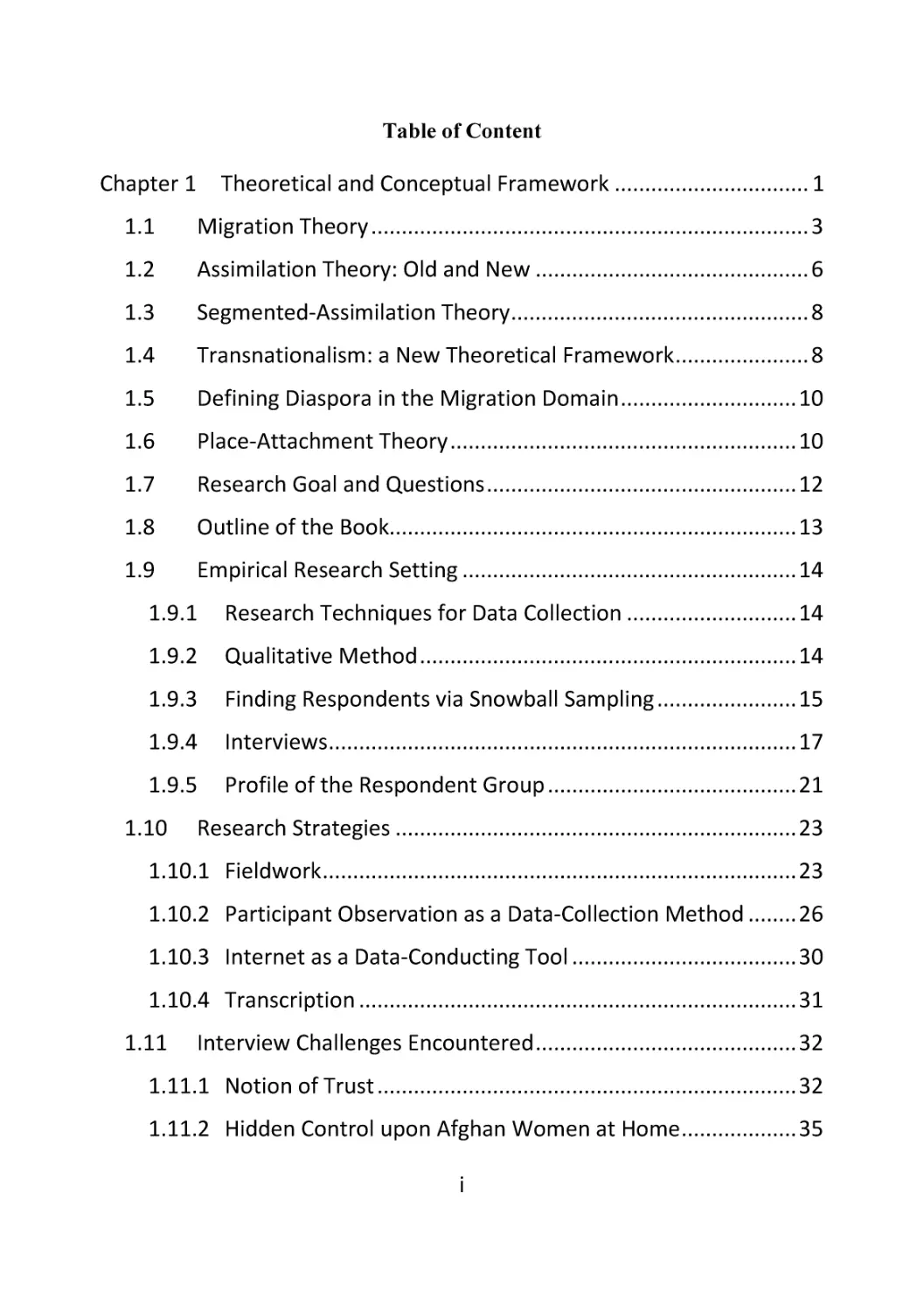 Table of Content