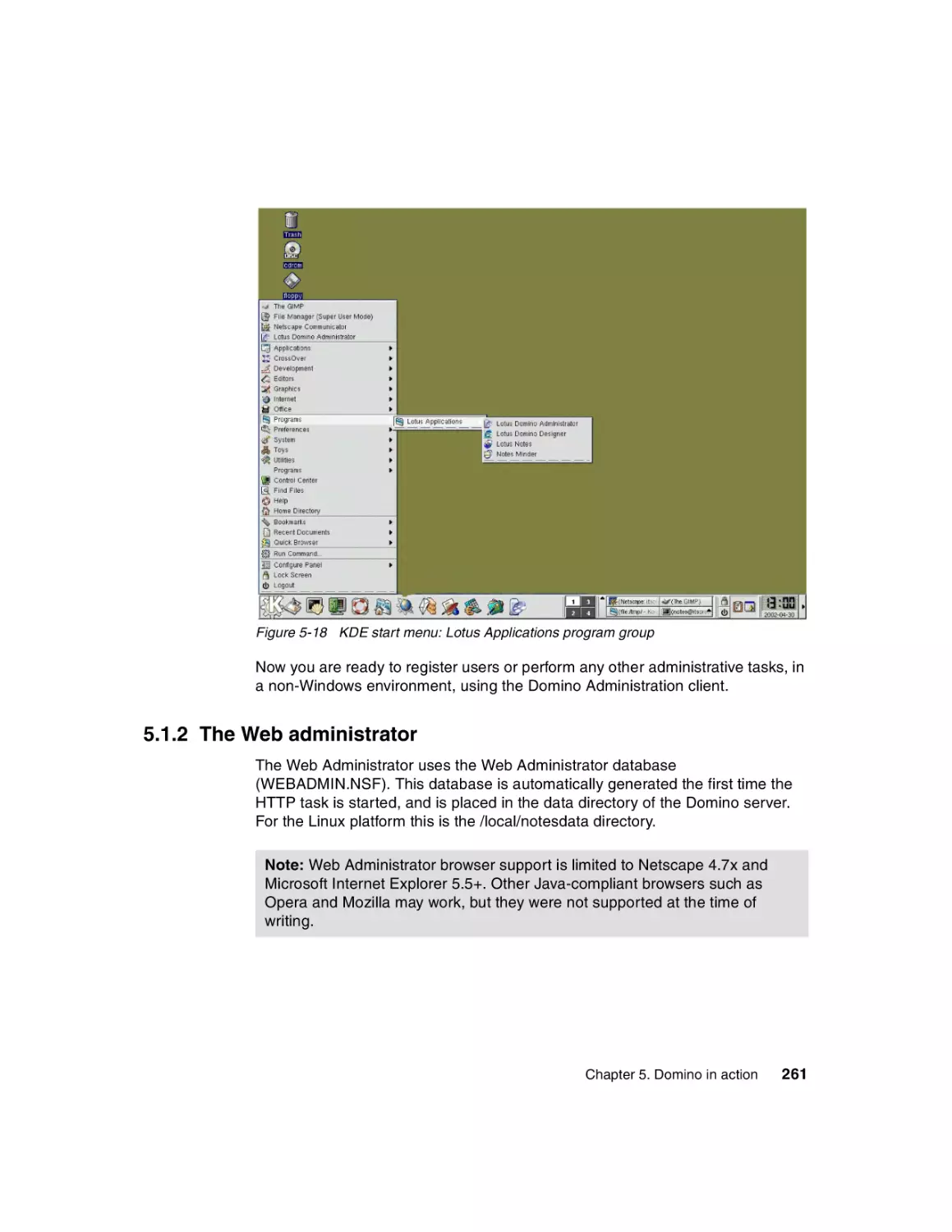 5.1.2 The Web administrator