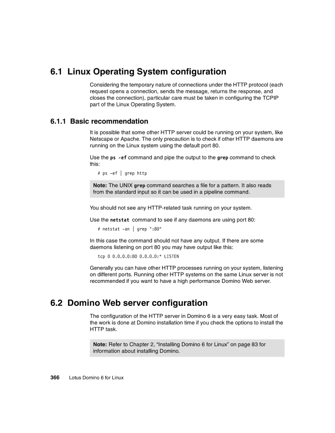 6.1 Linux Operating System configuration
6.1.1 Basic recommendation
6.2 Domino Web server configuration