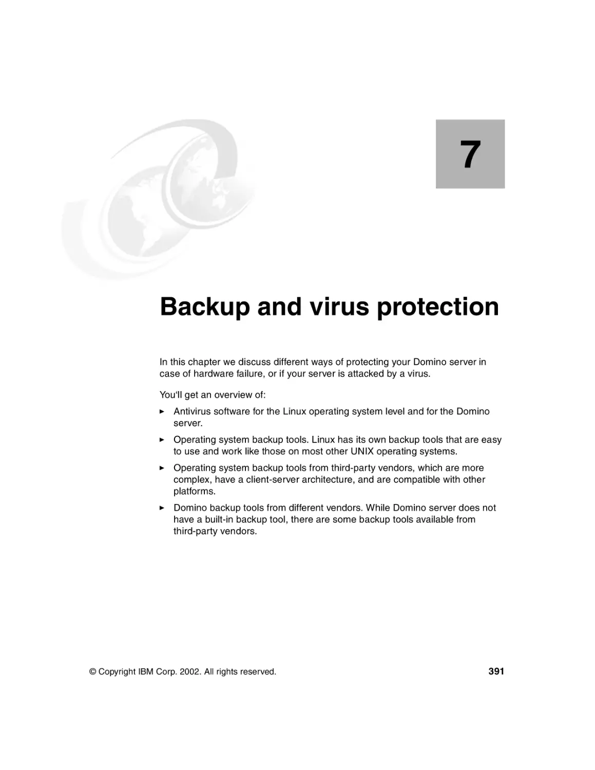 Chapter 7. Backup and virus protection
