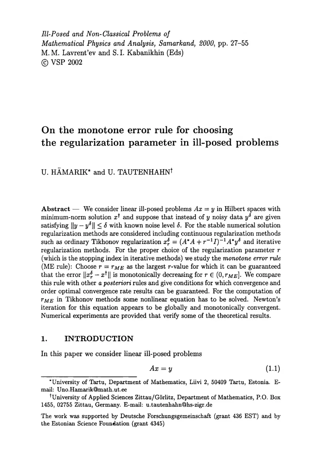 On the monotone error rule for choosing the regularization parameter in ill-posed problems