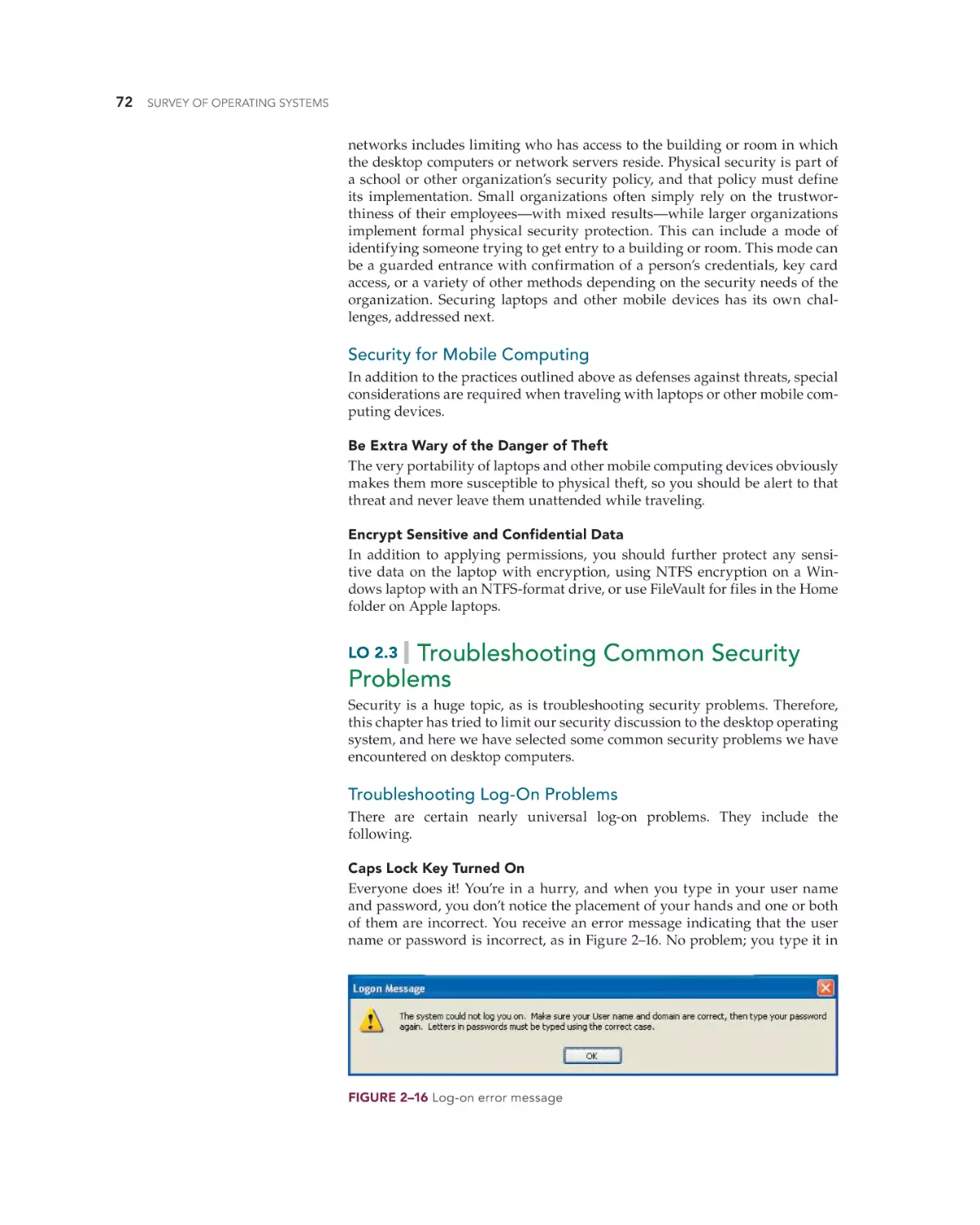 Security for Mobile Computing
Troubleshooting Common Security Problems
Troubleshooting Log-On Problems