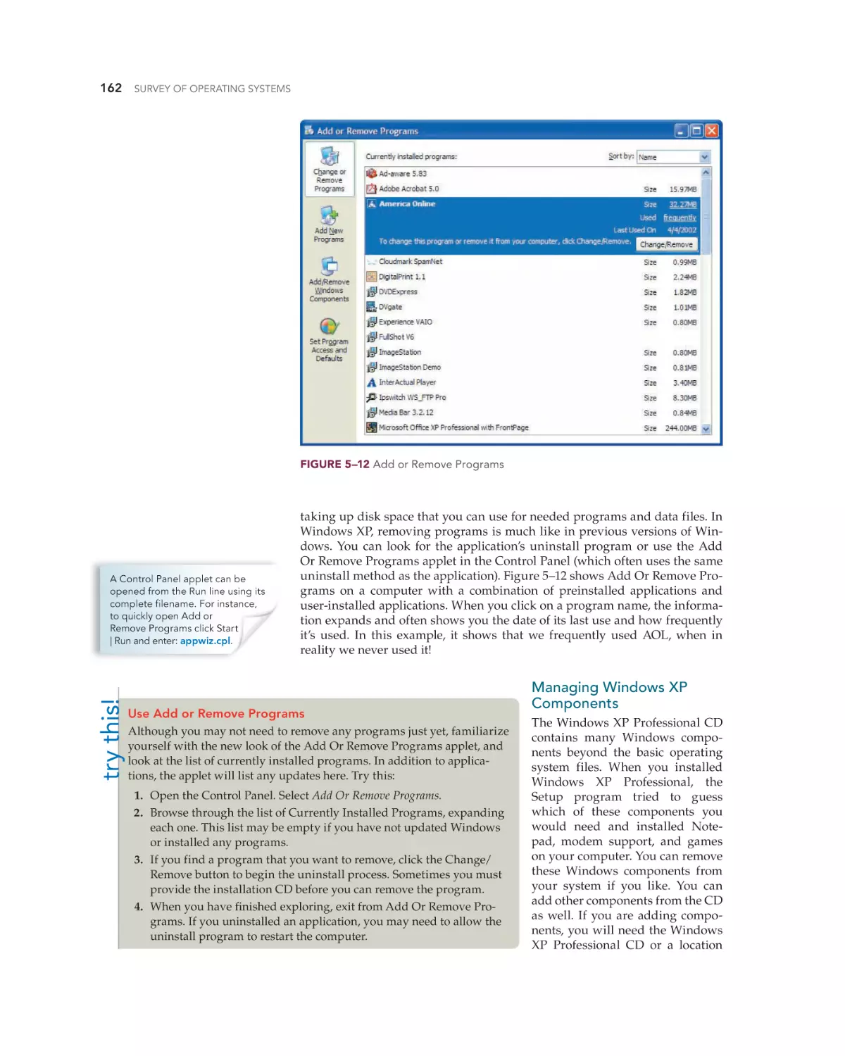Managing Windows XP Components