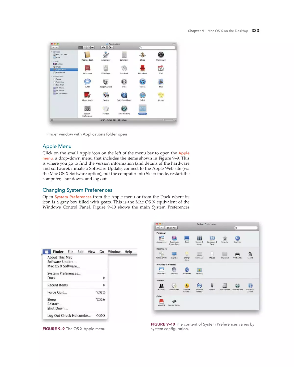 Apple Menu
Changing System Preferences