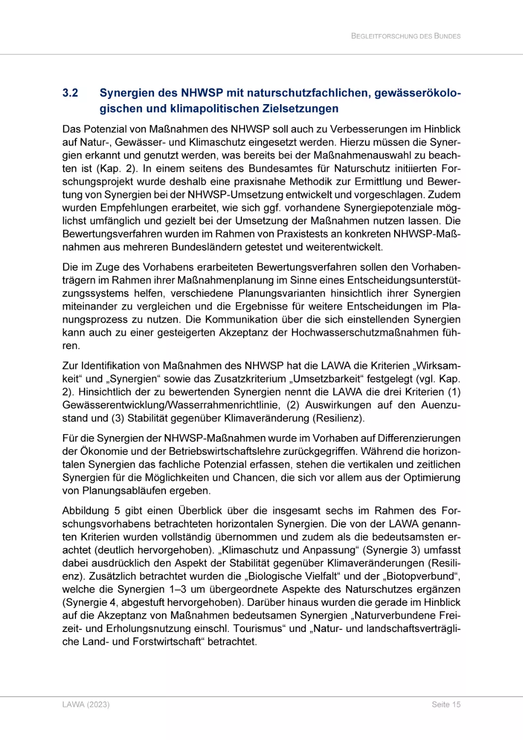 3.2 Synergien des NHWSP mit naturschutzfachlichen, gewässerökologischen und klimapolitischen Zielsetzungen