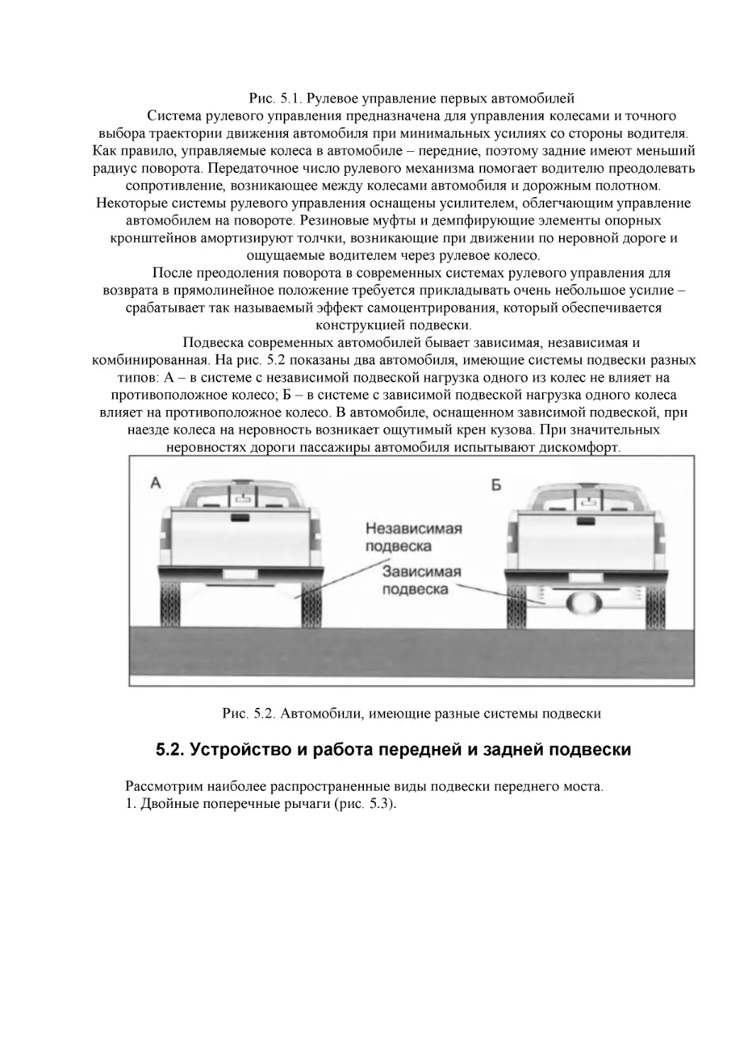 5.2. Устройство и работа передней и задней подвески