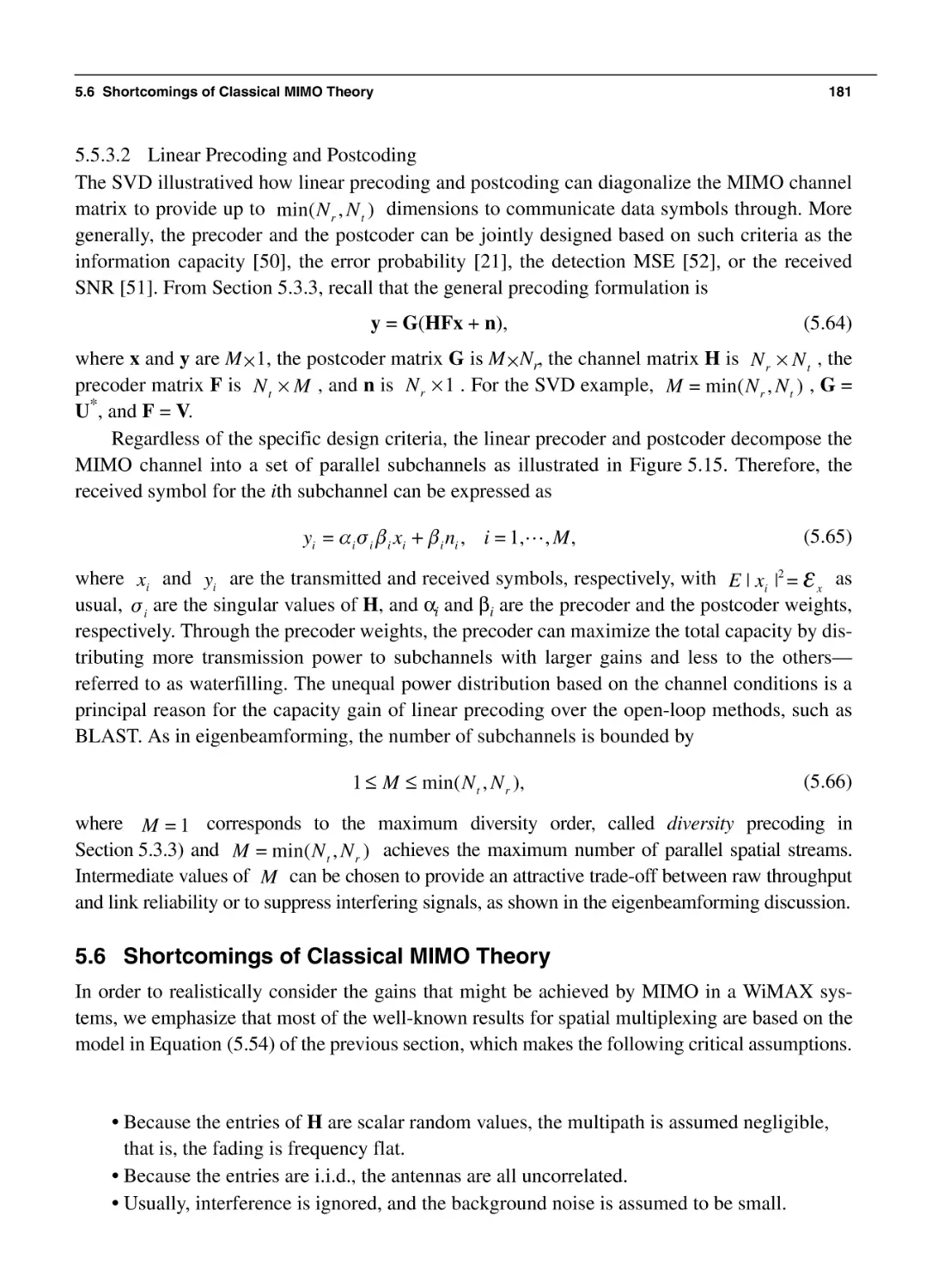 5.6 Shortcomings of Classical MIMO Theory