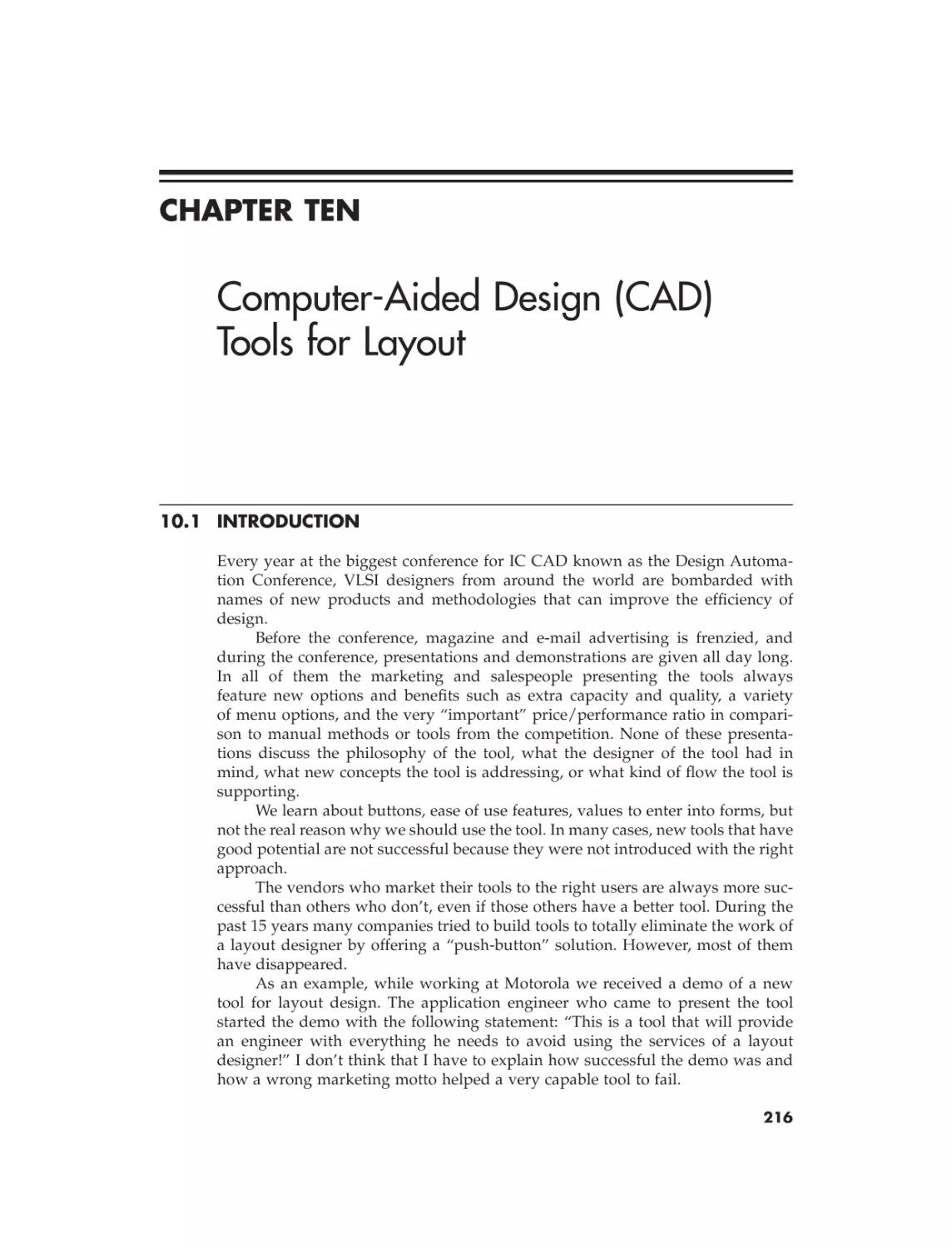 10 Computer-aided design (CAD) tools for layout
10.1 Introduction