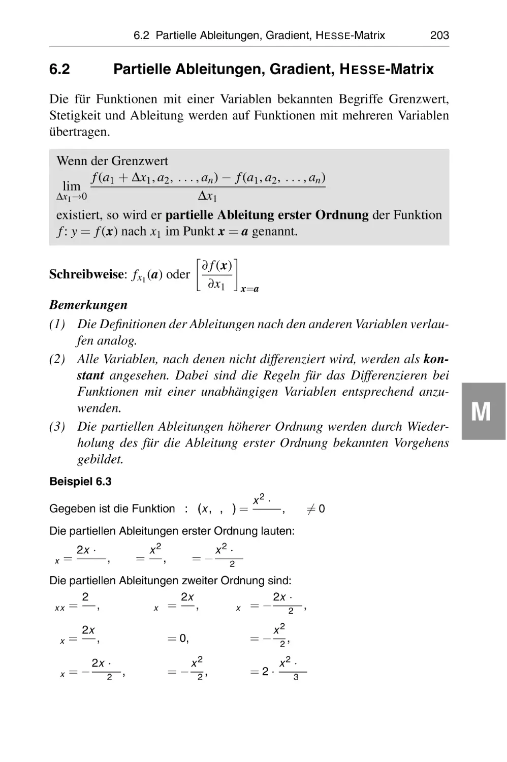 6.2 Partielle Ableitungen, Gradient, Hesse-Matrix