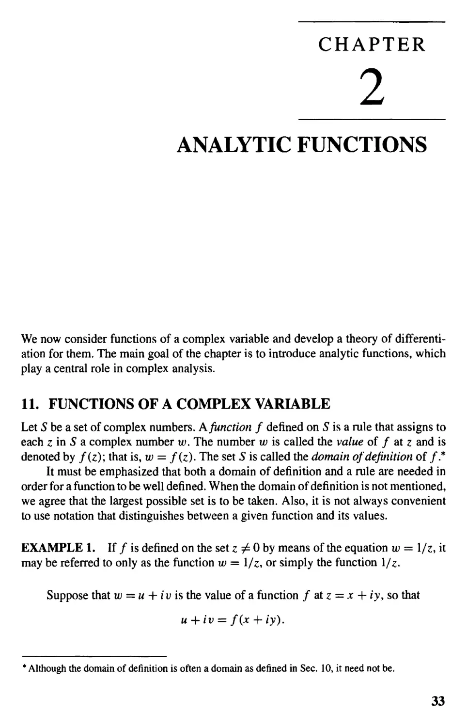 2 Analytic Functions
