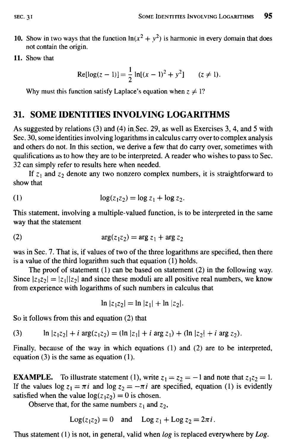 Some Identities Involving Logarithms