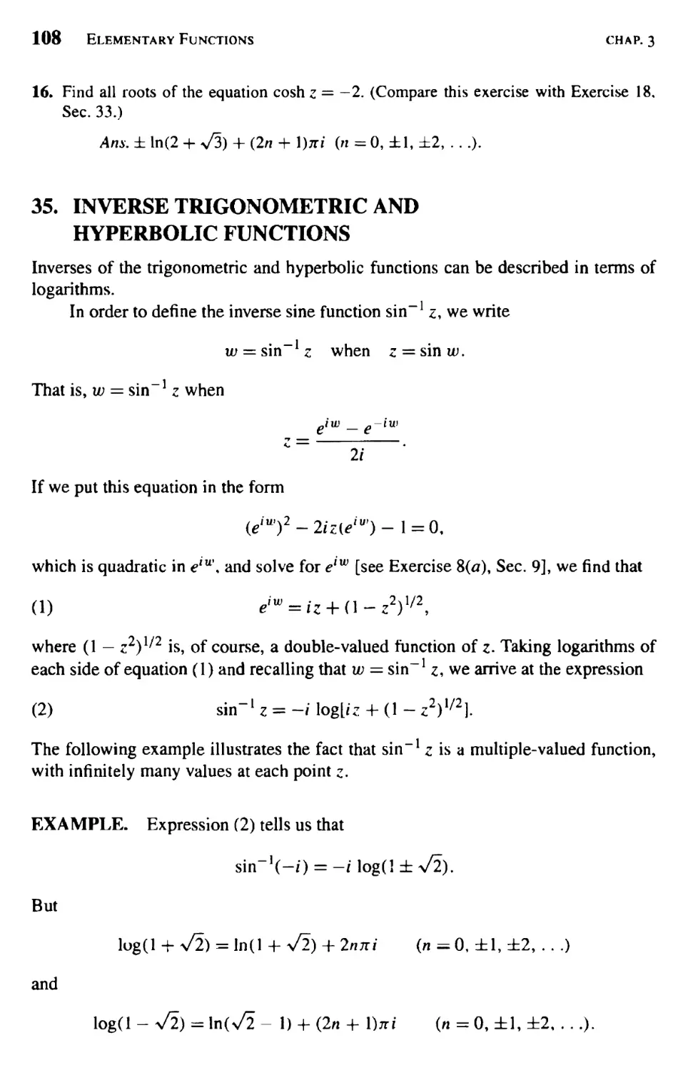 Inverse Trigonometric and Hyperbolic Functions