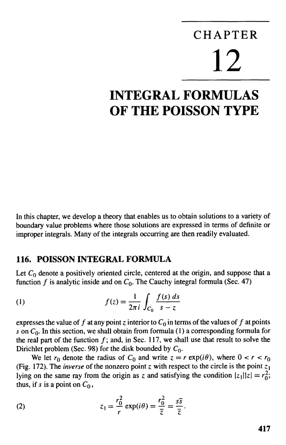 12 Integral Formulas of the Poisson Type