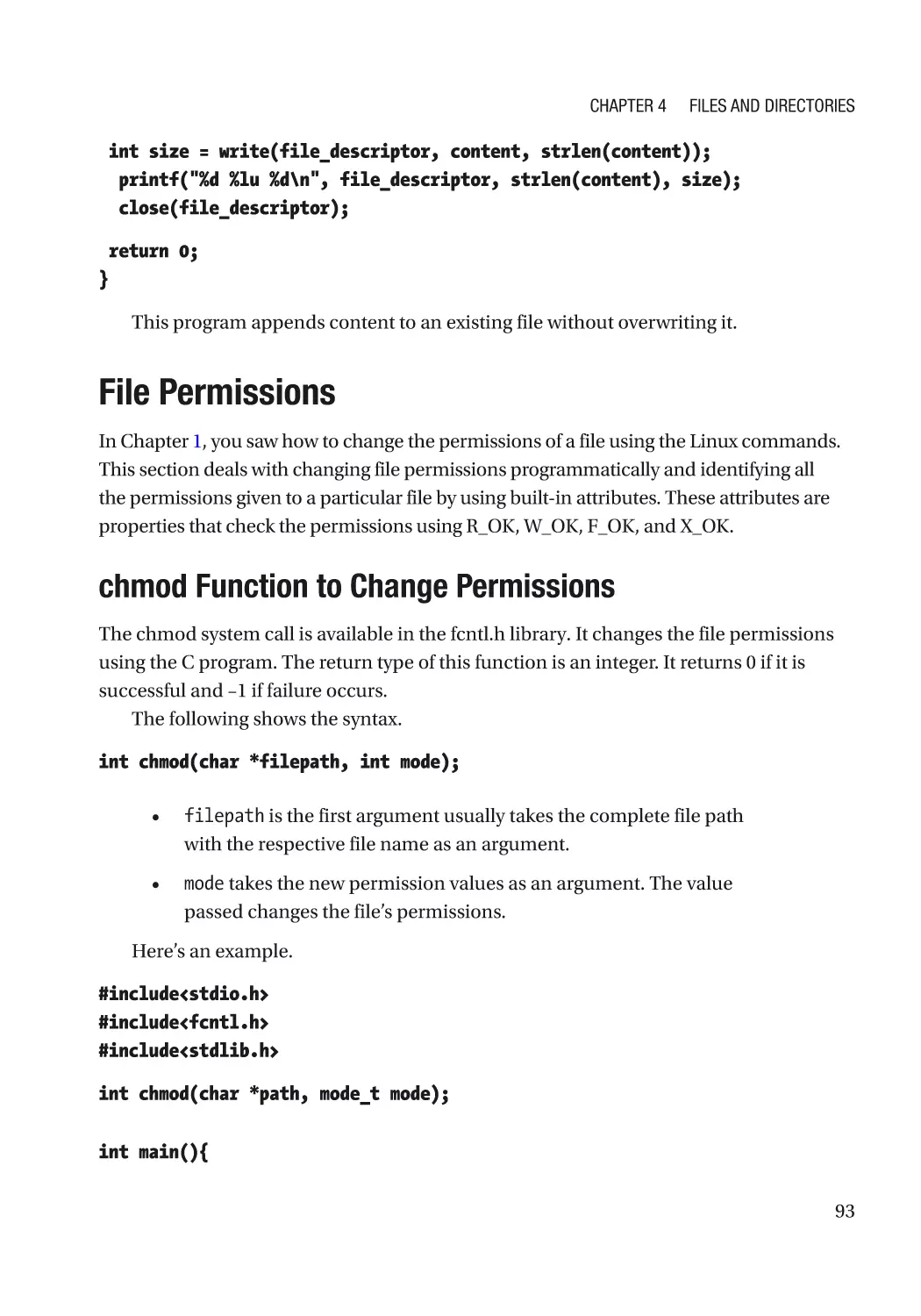 File Permissions
chmod Function to Change Permissions
