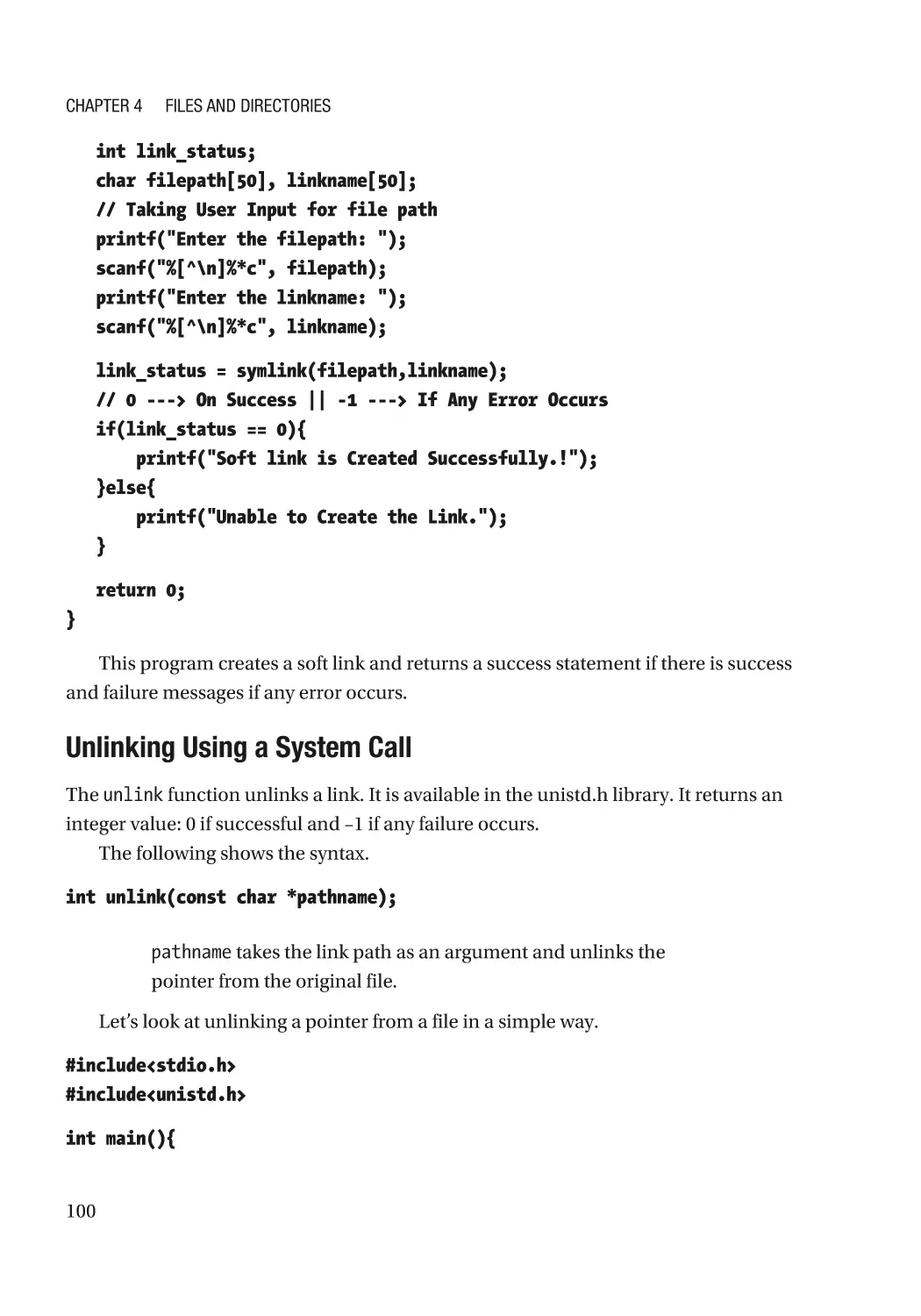 Unlinking Using a System Call