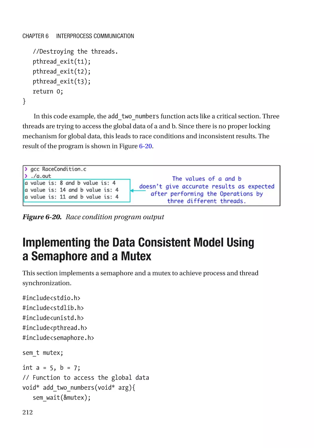 Implementing the Data Consistent Model Using a Semaphore and a Mutex
