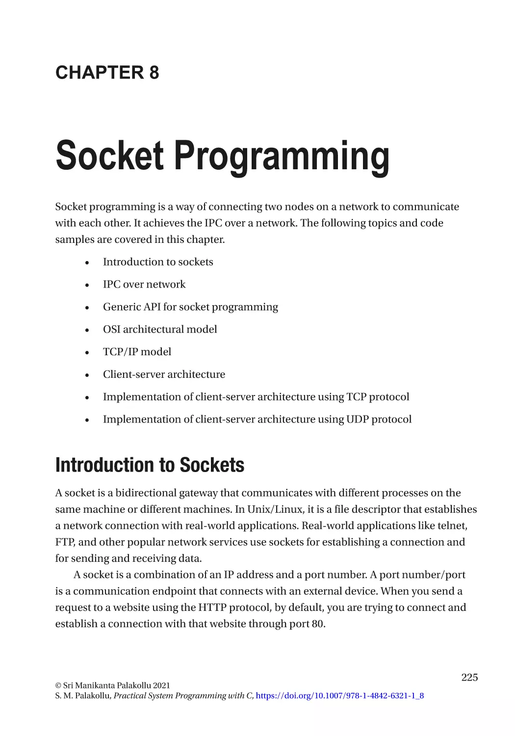 Chapter 8
Introduction to Sockets