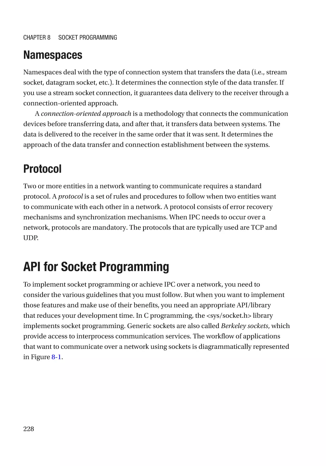 Namespaces
Protocol
API for Socket Programming