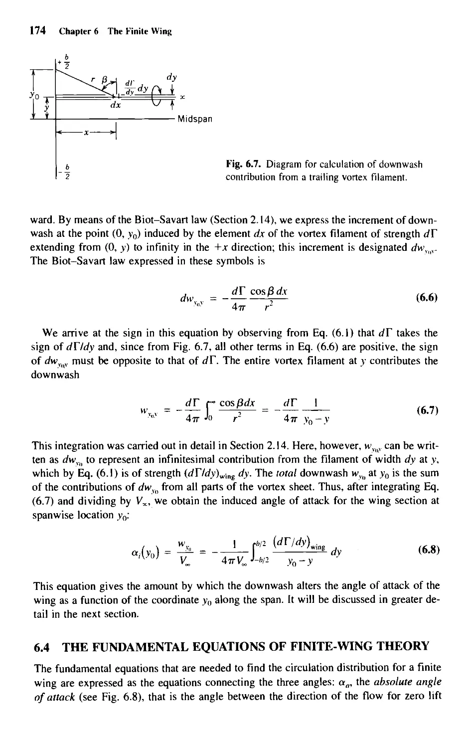 6.4 - The Fundamental Equations of Finite-Wing Theory